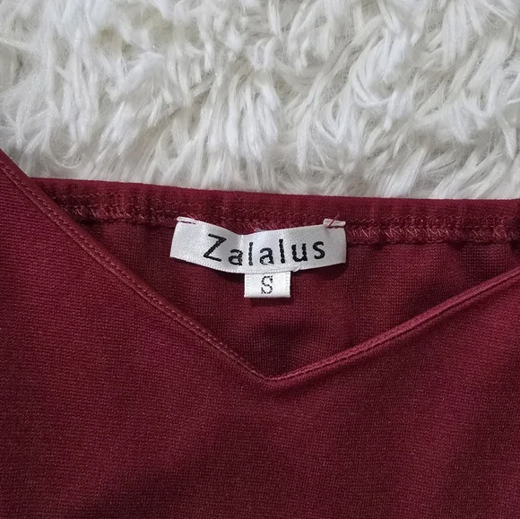 Red Ruched Wrap Cocktail Dress - Picture 3 of 3